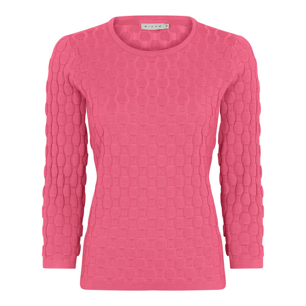 Patterned Round Neck Jumper - Tea Rose