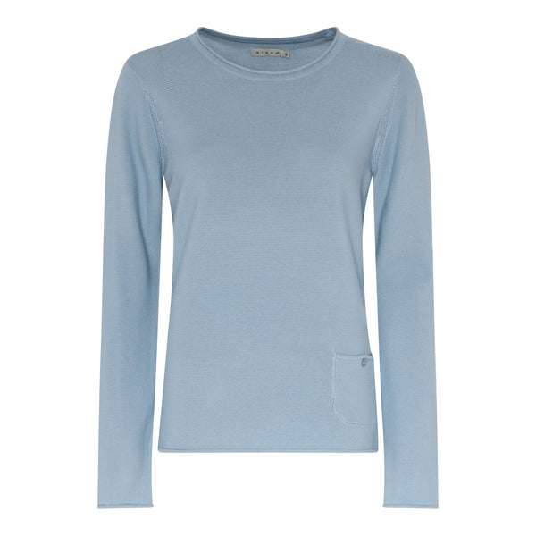 Plain Long Sleeve Jumper - Silver Blue