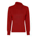 Plain High Neck Jumper - True Red