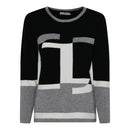 Graphic Round Neck Jumper - Black/offwhite