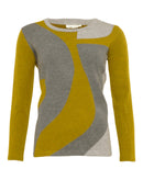 Art Wave Round Neck Jumper - Green/grey
