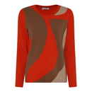 Art Wave Round Neck Jumper - Orange/cognac