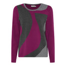 Art Wave Round Neck Jumper - Purple/grey