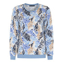 Colour Print Round Neck Jumper - Blue/navy