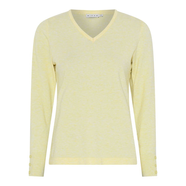 Soft Plain V Neck Jumper - Yellow Melange