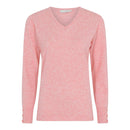 Soft Plain V Neck Jumper - Coral Melange