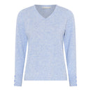 Soft Plain V Neck Jumper - Blue Melange