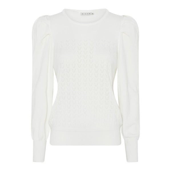 Pattern Front Round Neck Jumper - Off White