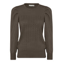 Pattern Front Round Neck Jumper - Olive Green