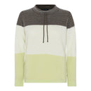 Stripe Drawstring Round Neck Jumper - Olive/offwhite