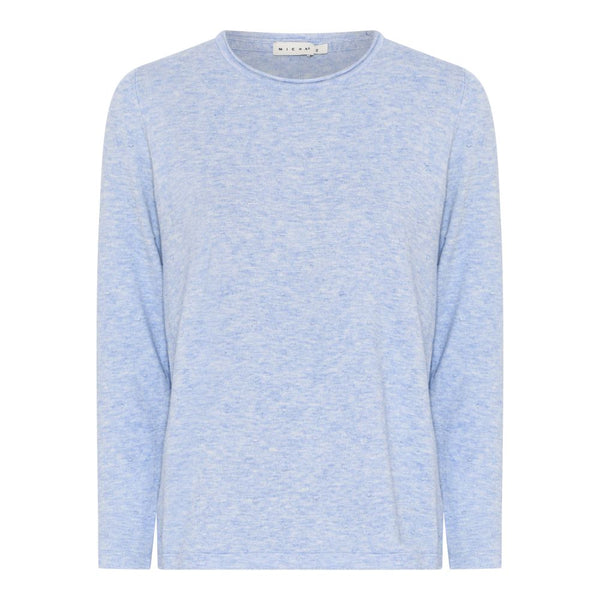 Soft Plain Round Neck Jumper - Blue Melange
