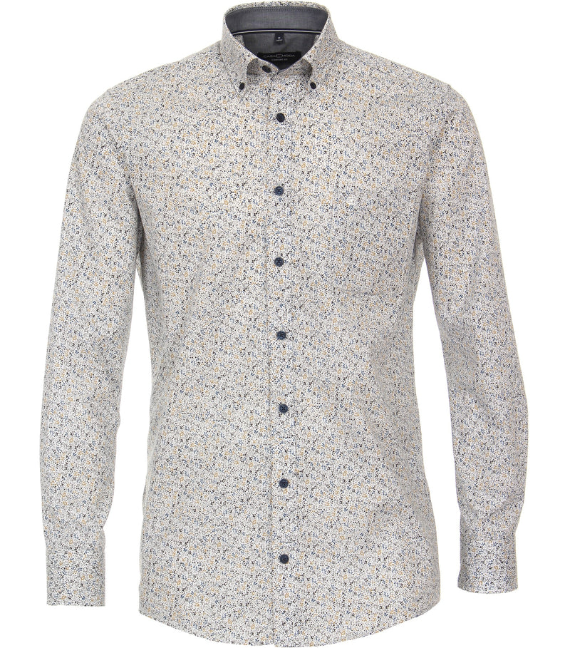 Long Sleeve Button Down Print Shirt - Silver