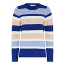 Round Neck Stripe Jumper - Regatta Blue/sand