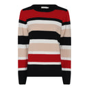 Round Neck Stripe Jumper - Navy/lipstick Red/sand