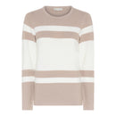 Round Neck Stripe Jumper - Desert Sand/off White