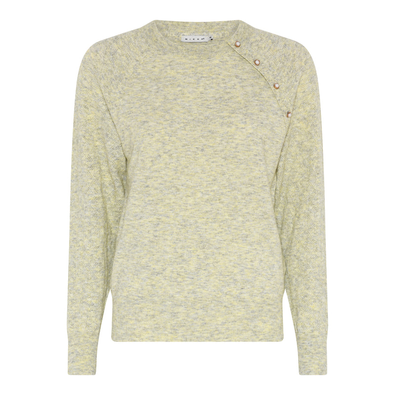 Melange Button Shoulder Jumper - Yellow Melange