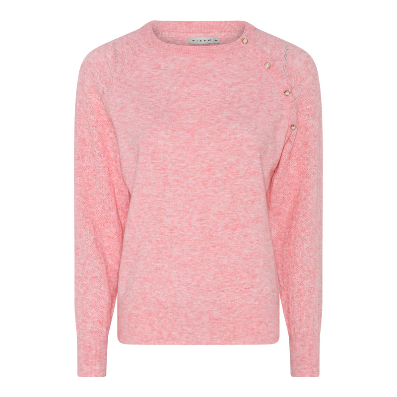 Melange Button Shoulder Jumper - Coral Melange