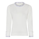 Contrast Collar Round Neck Jumper - Off White