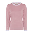 Contrast Collar Round Neck Jumper - Vintage Rose