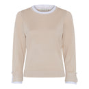 Contrast Collar Round Neck Jumper - Sandshell