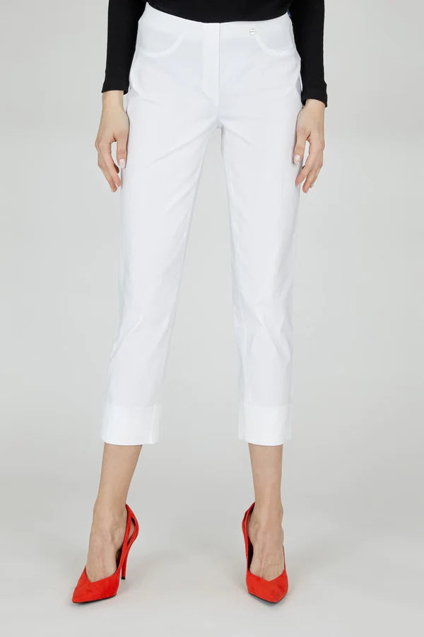 Bella Turn Up 3/4 Length Trouser - White