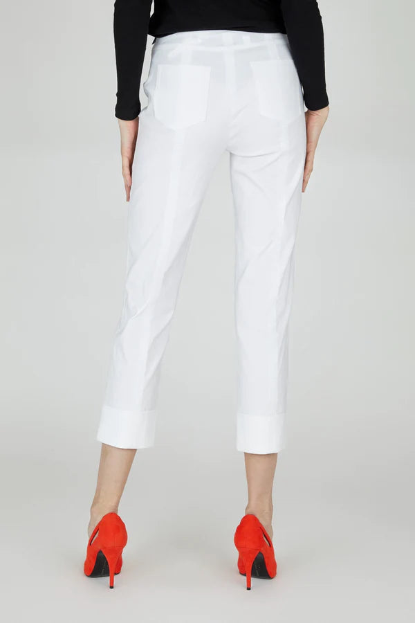 Bella Turn Up 3/4 Length Trouser - White