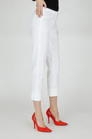 Bella Turn Up 3/4 Length Trouser - White