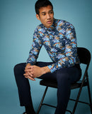 Mans Slim/matt-cotton Shirt - Navy1