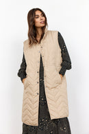 Randi 5 Long Padded Gilet - Sand