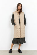 Randi 5 Long Padded Gilet - Sand