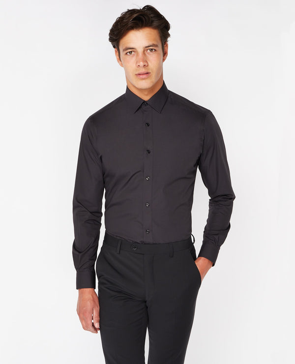 Mans Seville Plain Shirt+ - Black