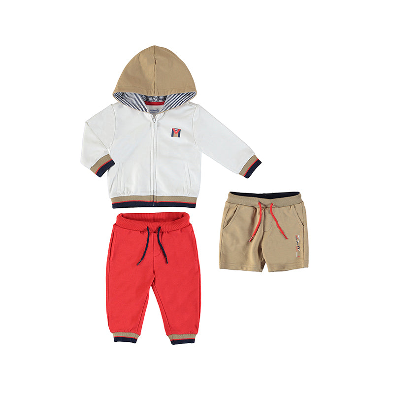3 Piece Mixed Tracksuit - Cyber Red