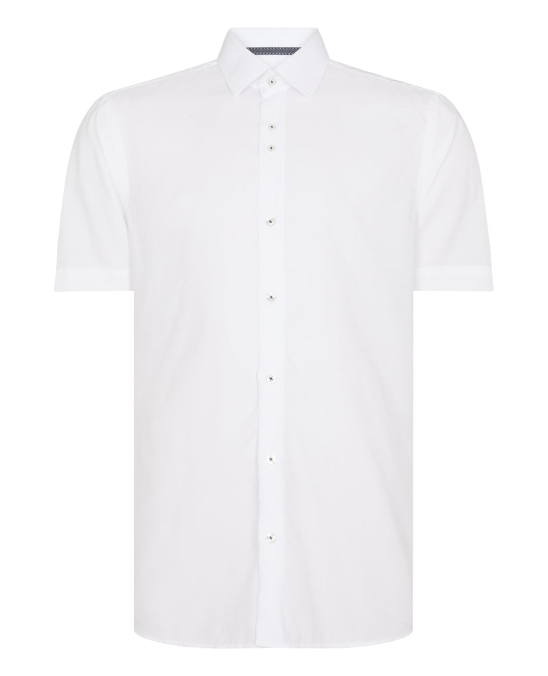 Tapered Plain Parker Shirt - White