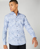 Tapered Print Shirt - Sky Blue