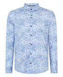 Tapered Print Shirt - Sky Blue