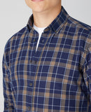 Seville Check Long Sleeve Tap - Navy1