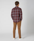 Seville Check Long Sleeve Tapered Shirt - Wine