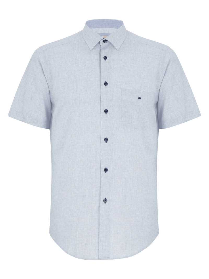 Short Sleeve Casual Shirt - Light Blue Grey