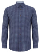 Regular Long Sleeve Check Shirt - Dark Blue
