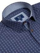 Regular Long Sleeve Check Shirt - Dark Blue