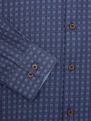 Regular Long Sleeve Check Shirt - Dark Blue