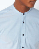 Grandfather Long Sleeve Casual Shirt - Sky Blue
