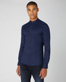 Grandfather Long Sleeve Casual Shirt - Navy1