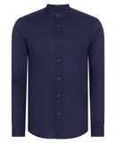 Grandfather Long Sleeve Casual Shirt - Navy1