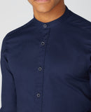 Grandfather Long Sleeve Casual Shirt - Navy1