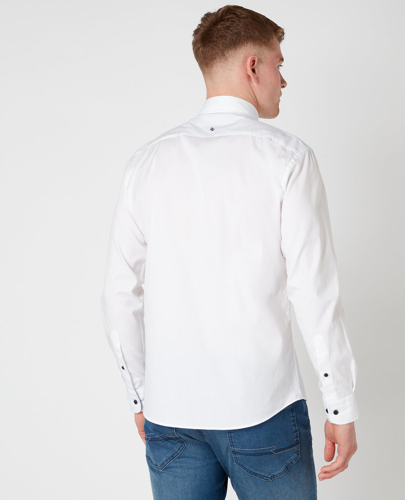 Tapered Cotton L/s Shirt - White