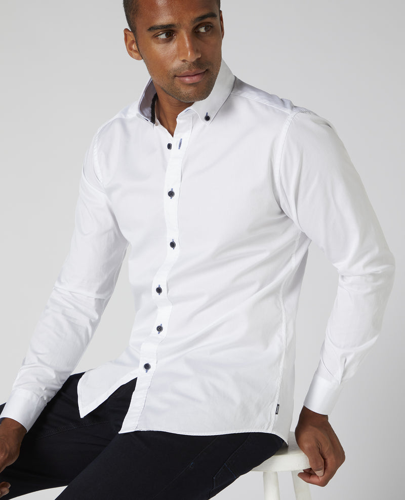Seville Tapered Parker Shirt - White
