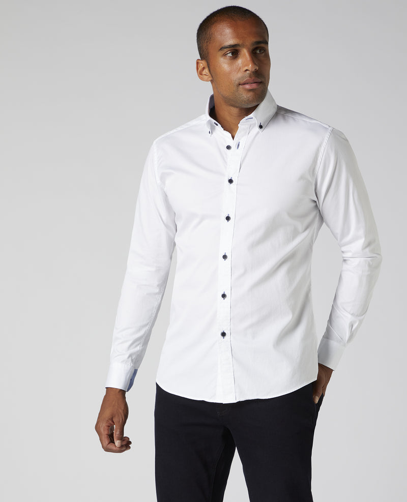 Seville Tapered Parker Shirt - White