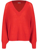 Inspiring Optical Lines V-Neck Jumper - Chili