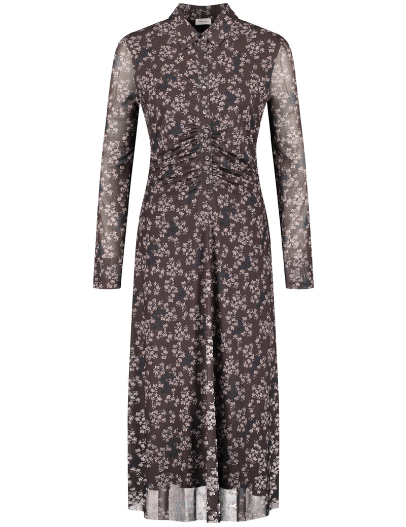 Inspiring Art Nouveau Long Sleeve Dress - Chestnut/rose